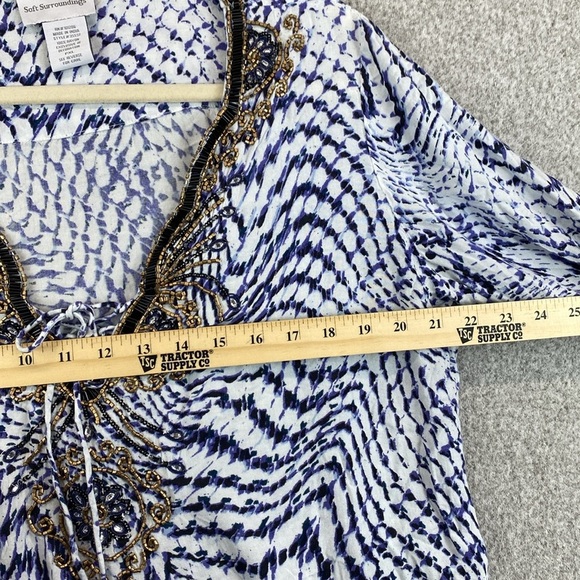 Soft Surroundings tunic abstract print beaded neckline PXL beachy coastal swim - Picture 7 of 9